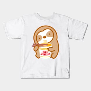 Cute Instant Ramen Noodle Soup Sloth Kids T-Shirt